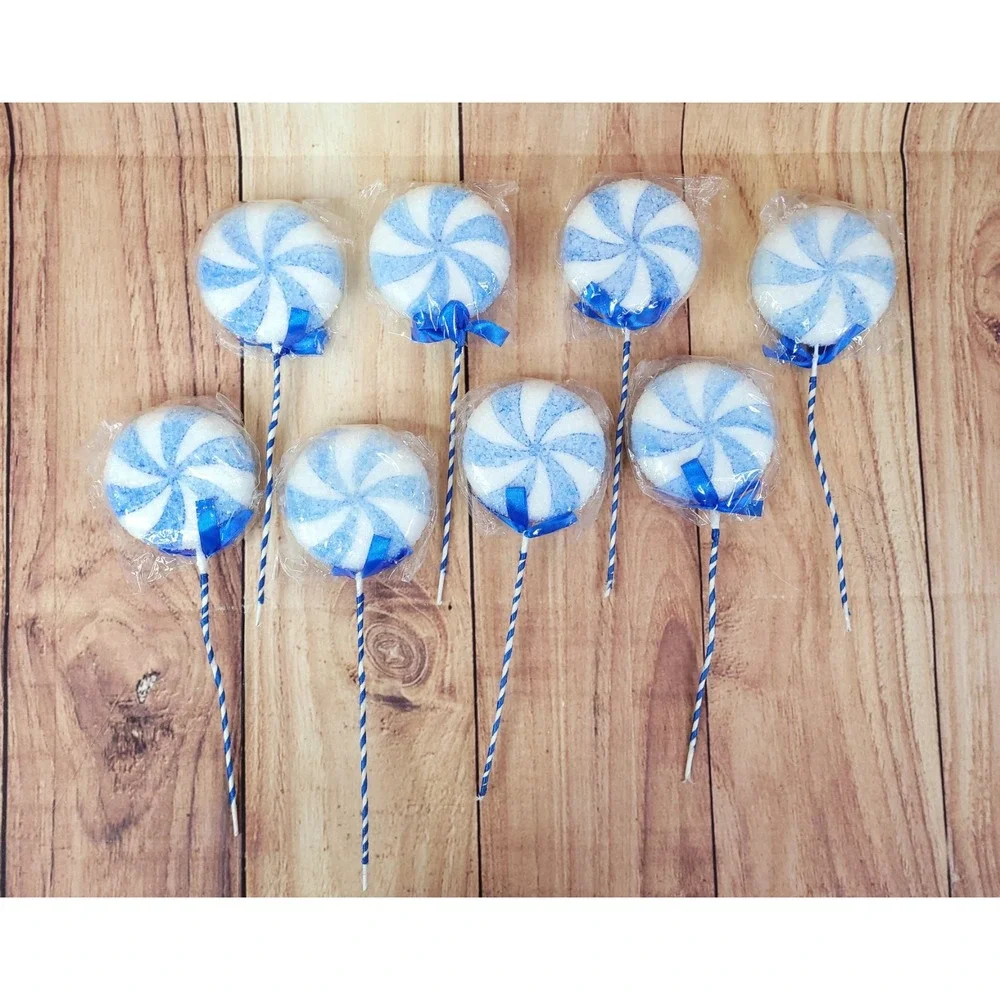 8 Artificial Sugared Lollipops Christmas Candy Decorations Ornaments SEE DETAILS